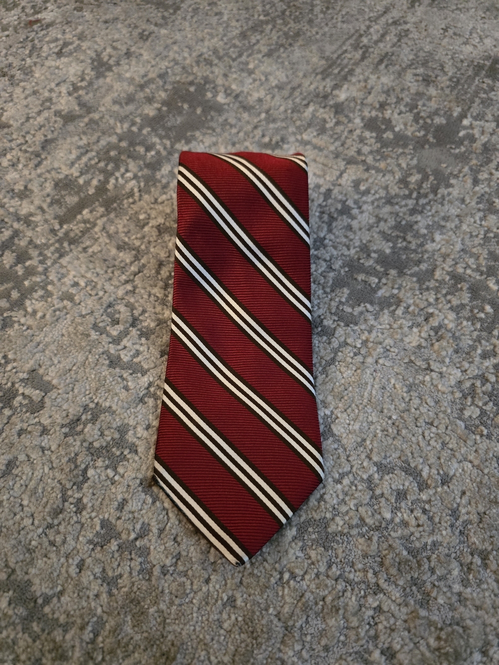 Brooks Brothers 100% Silk Striped Necktie Duo - Navy & Burgundy - Picture 2 of 7